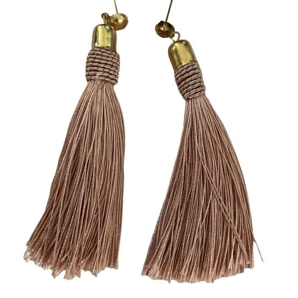 Light Pink Tassel Earrings - Costume Jewelry - Picture 1 of 2
